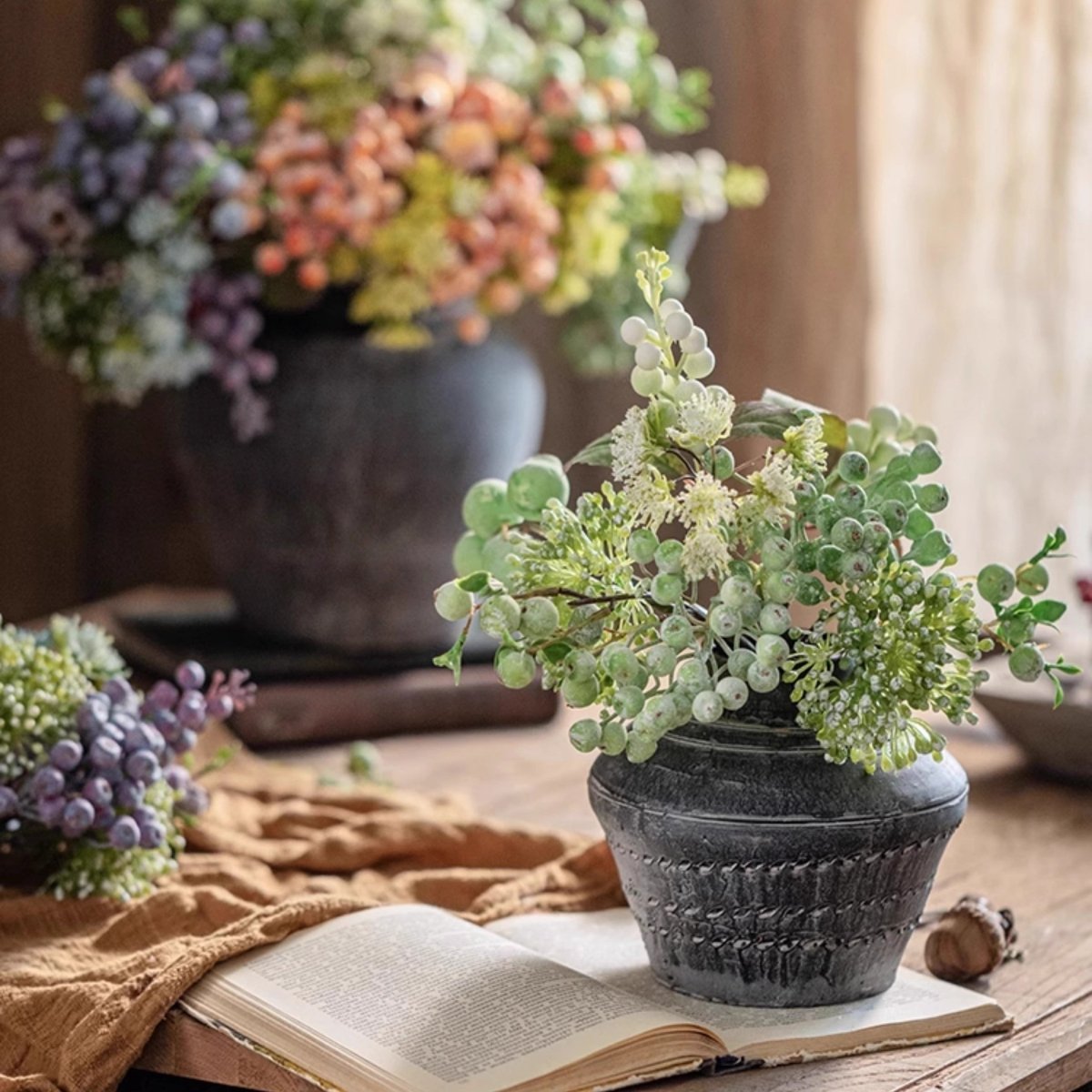 Blueberry & Greenery Bunch 13" Tall