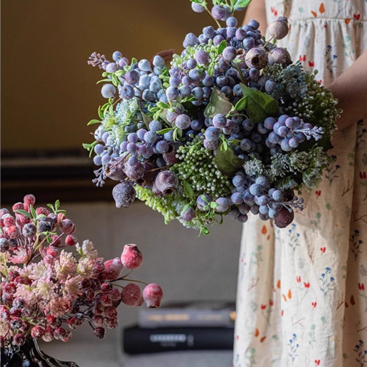 Blueberry & Greenery Bunch 13" Tall