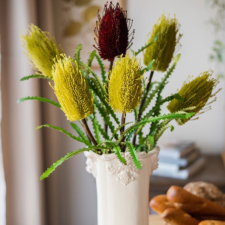 Faux Banksia Integrifolia Faux Flower 28" Tall Silk