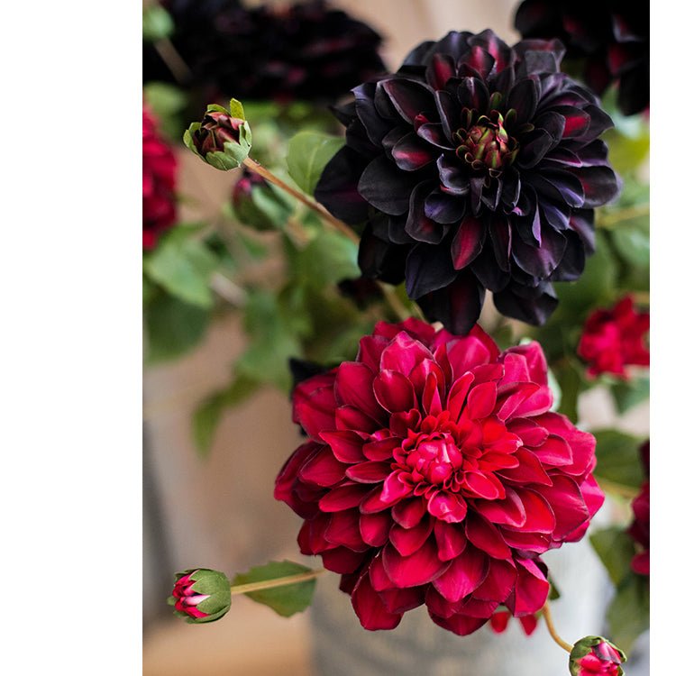 Faux Silk Artificial Blooming Dahlia Stem 29" Tall