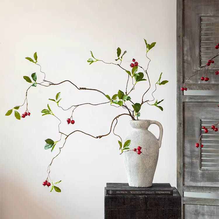 Faux Berry Leaf Branch Stem 45.2" Tall