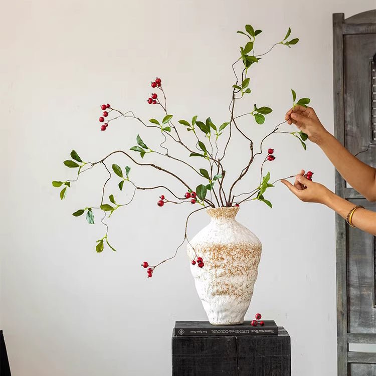 Faux Berry Leaf Branch Stem 45.2" Tall