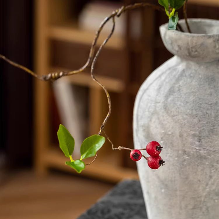 Faux Berry Leaf Branch Stem 45.2" Tall