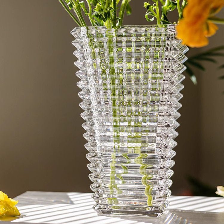Crystal-Cut Look Glass Vase