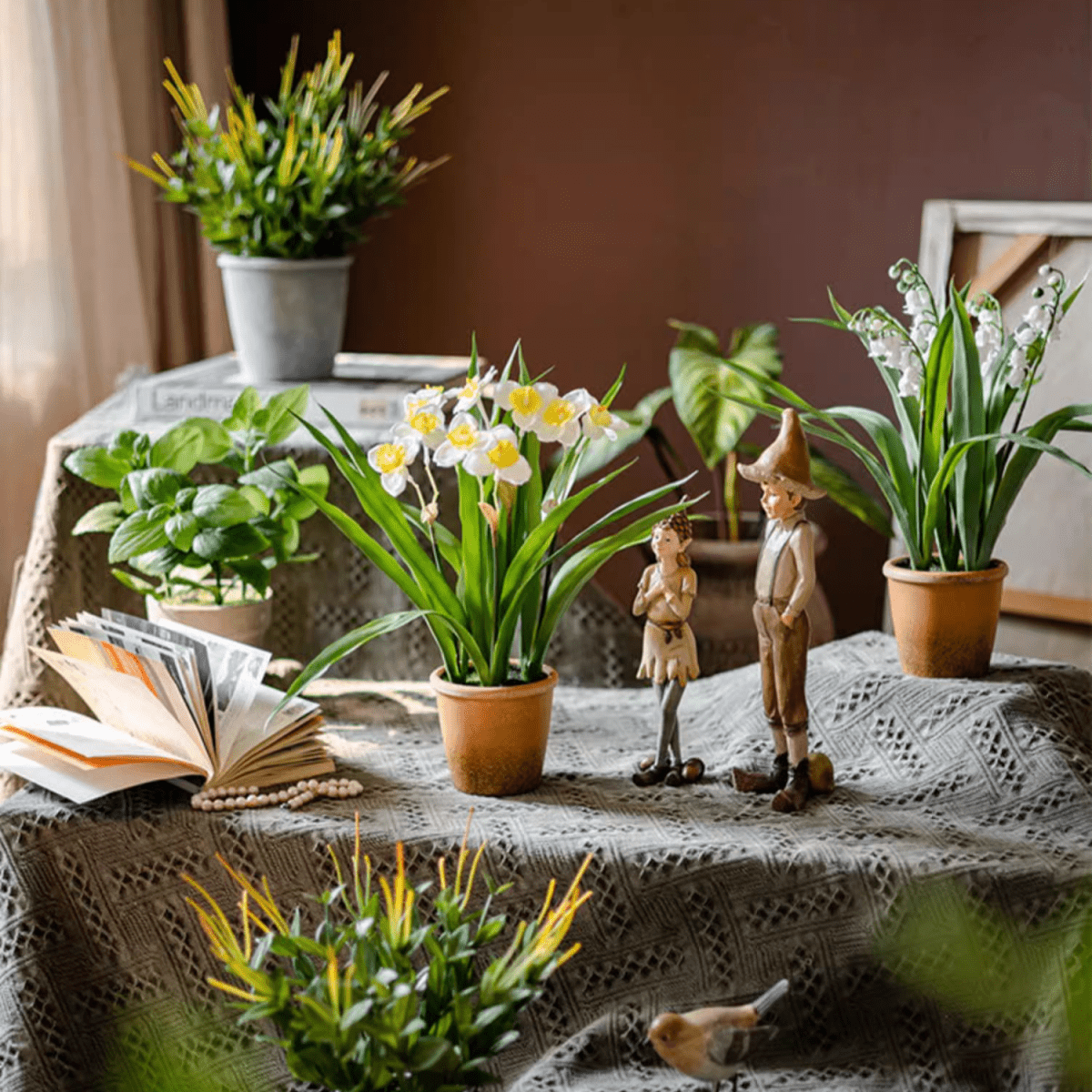 Faux Daffodil in Brown Pot