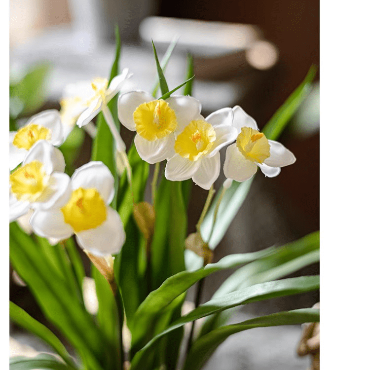 Faux Daffodil in Brown Pot