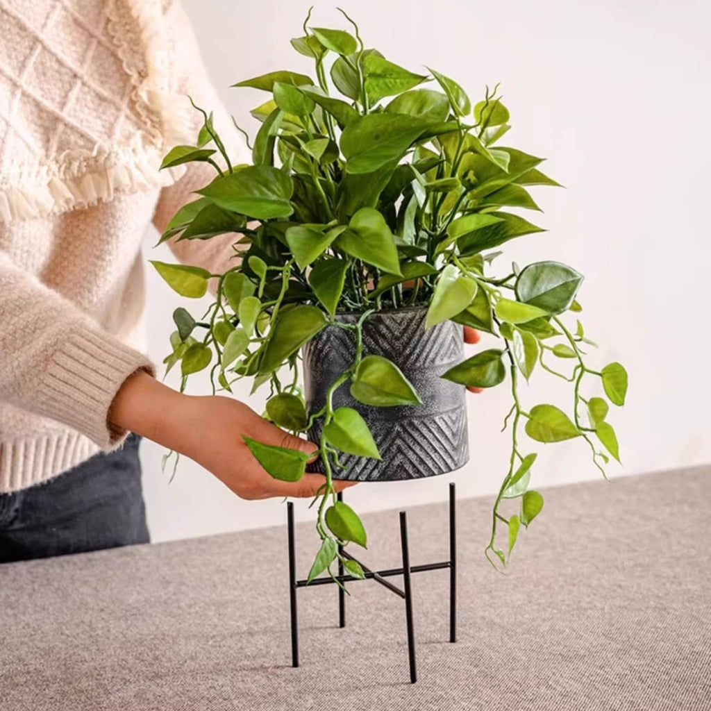 Faux Epipremnum in Metal Pot