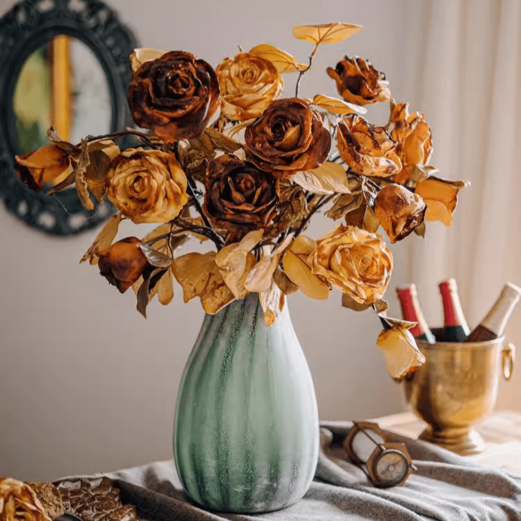 French Dried Look Faux Rose Stem 26" Tall