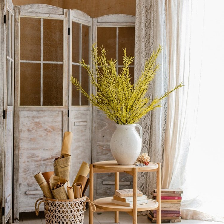 Artificial Flax Grass Stem in Yellow 46" Tall Faux