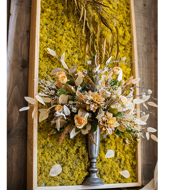 Artificial Plant Flowers Large Golden Bird Vase 3D Framed Wall Art