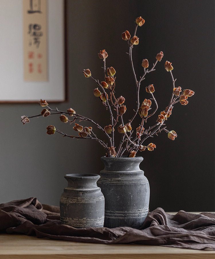 Handmade Gray Clay Pottery Vase