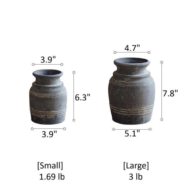 Handmade Gray Clay Pottery Vase