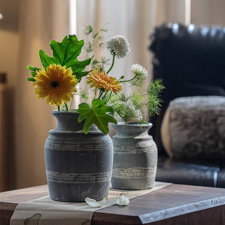 Handmade Gray Clay Pottery Vase