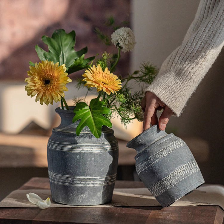 Handmade Gray Clay Pottery Vase