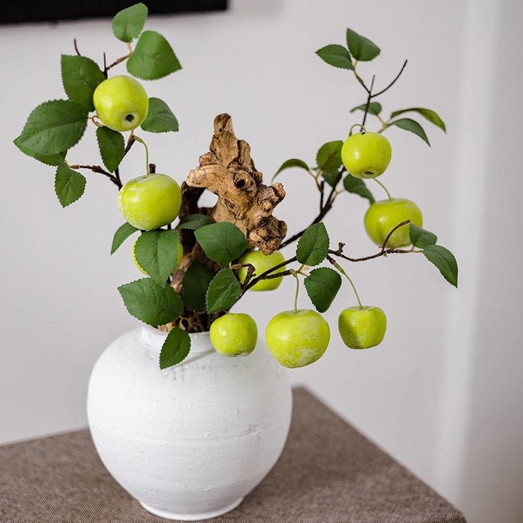 Artificial Green Apple Branch with Leaves