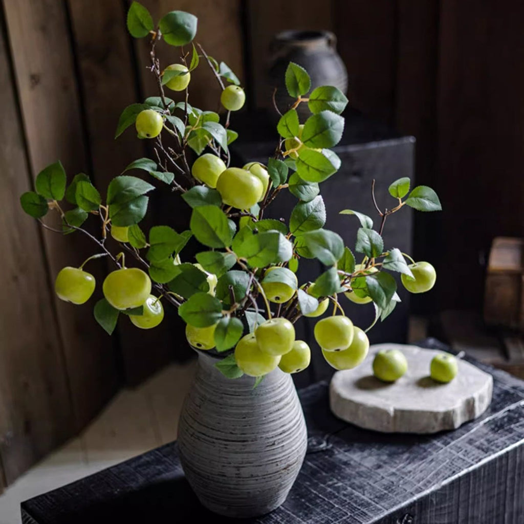 Artificial Green Apple Branch with Leaves