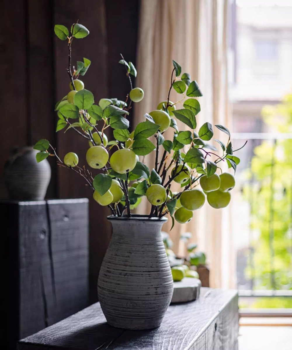 Artificial Green Apple Branch with Leaves