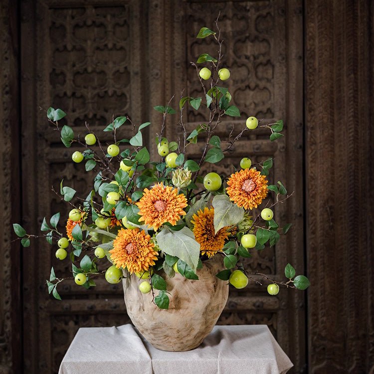 Artificial Green Apple Branch with Leaves