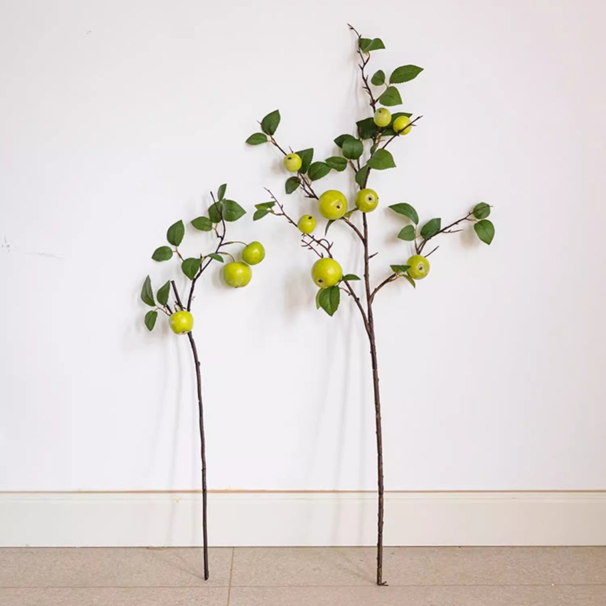 Artificial Green Apple Branch with Leaves