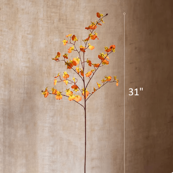 Impressionist Oncidium Orchid Stem in Orange 31" Tall