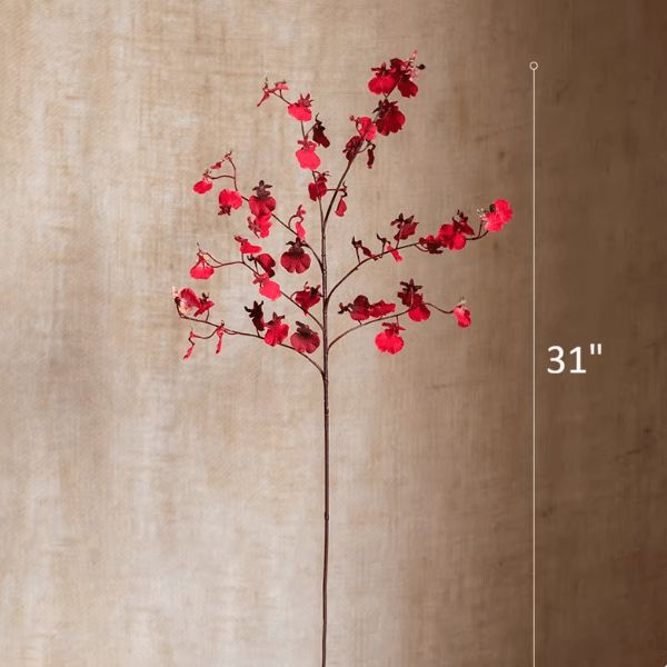 Impressionist Oncidium Orchid Stem in Red 31" Tall