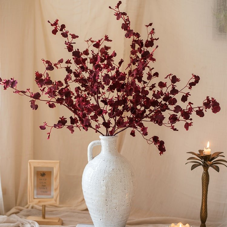 Impressionist Oncidium Orchid Stem in Red 31" Tall