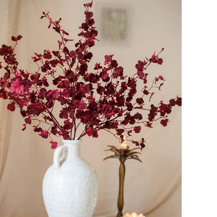 Impressionist Oncidium Orchid Stem in Red 31" Tall