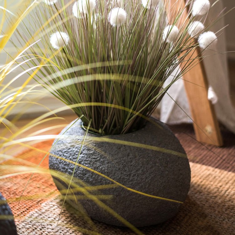 Japanese Zen Style Gray Stone Flowerpot