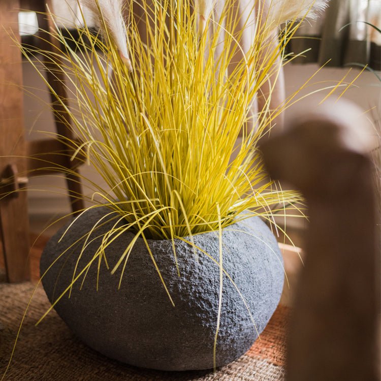 Japanese Zen Style Gray Stone Flowerpot