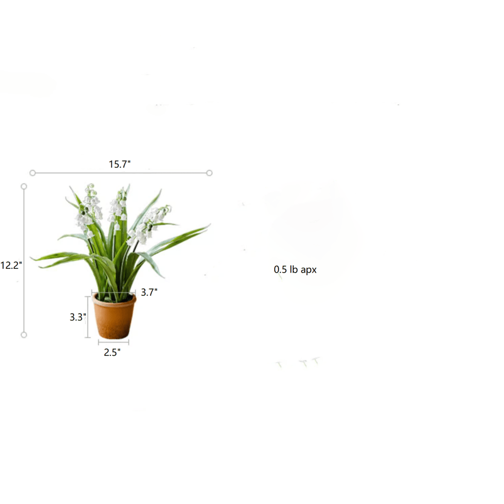 Faux Lily of the Valley in Brown Pot