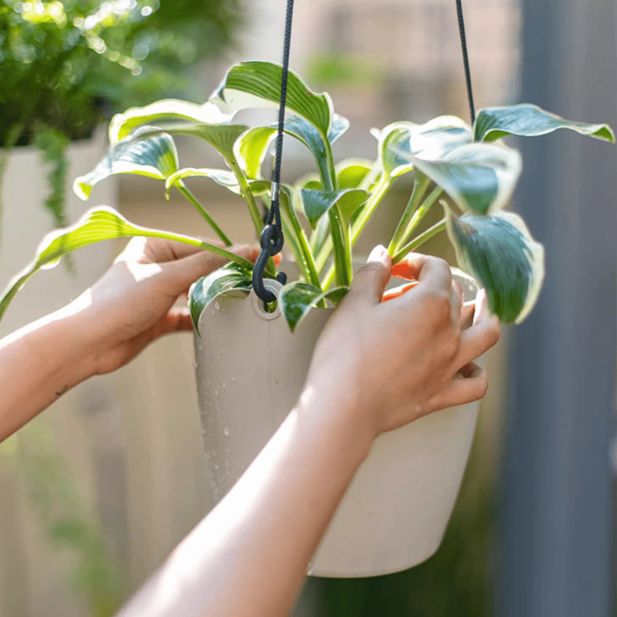 Modern Resin Hanging Planter for Artificial Plants