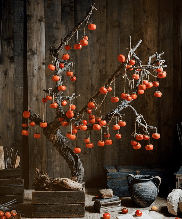 Artificial Persimmon Fruit String Decor 33.8" Long