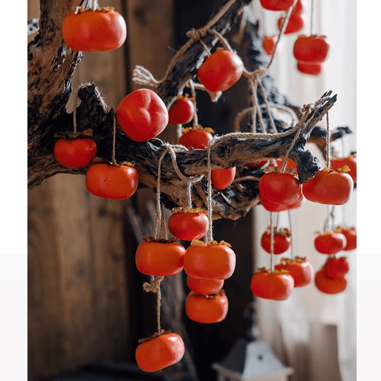 Artificial Persimmon Fruit String Decor 33.8" Long