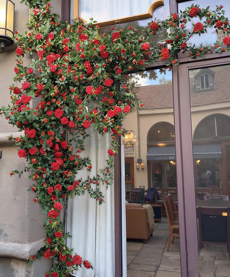 Artificial Red Rose Climbing Garland for Walls