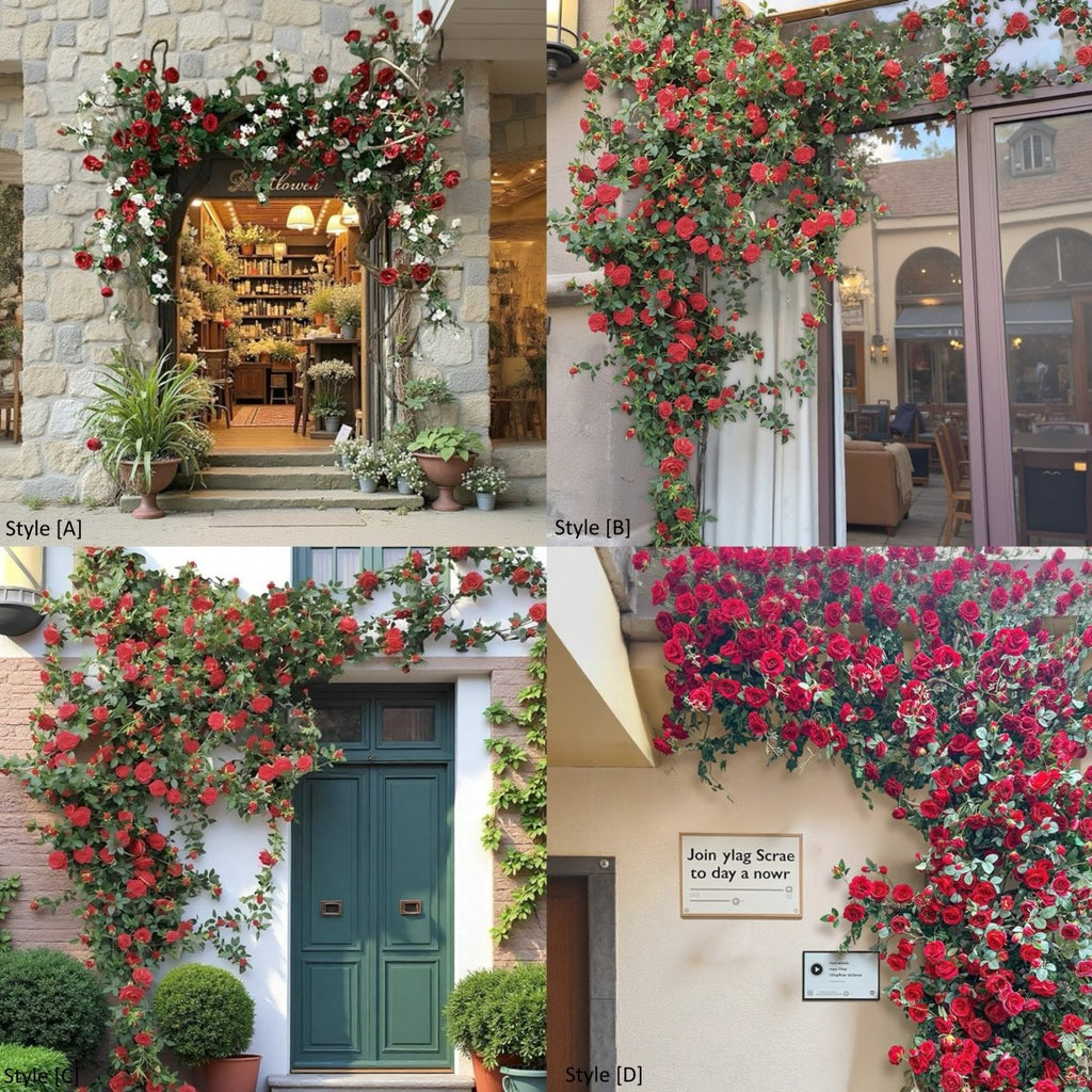 Artificial Red Rose Climbing Garland for Walls