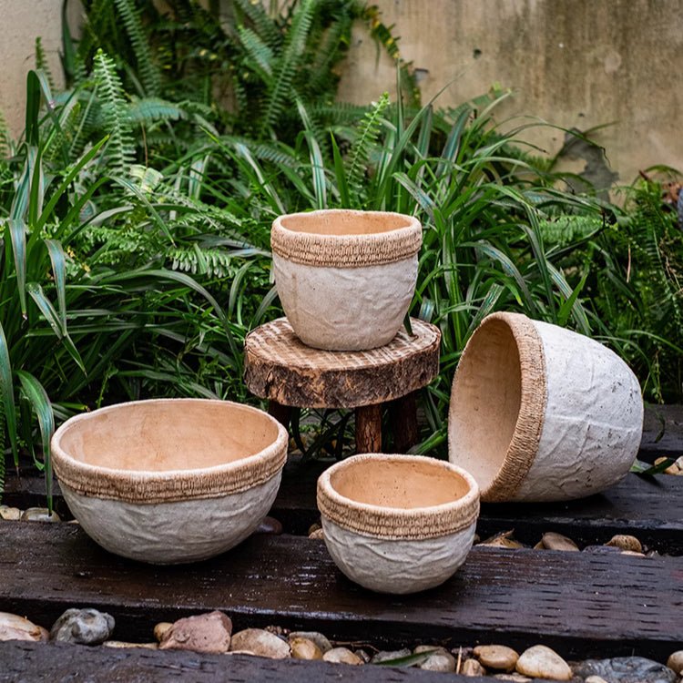 Rattan Pattern Edge Cement Planter