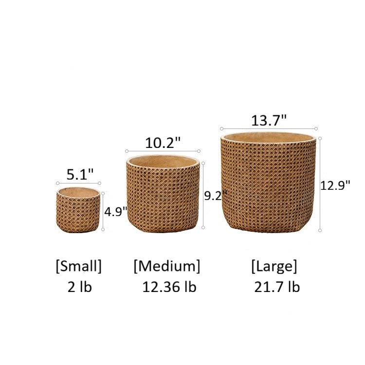 Rattan Texture Cement Planter