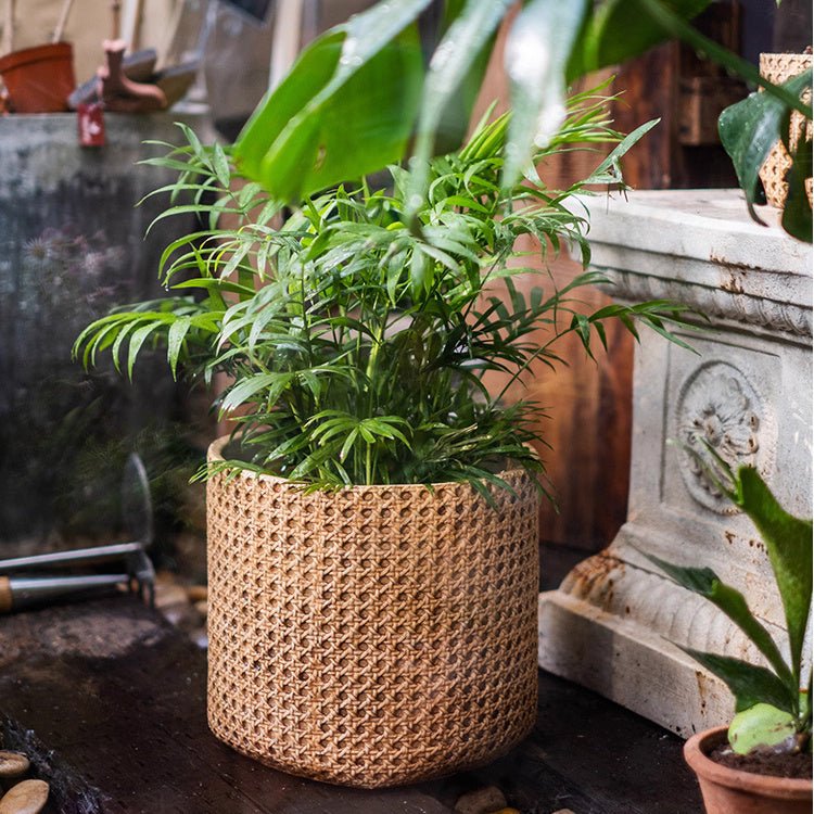 Rattan Texture Cement Planter