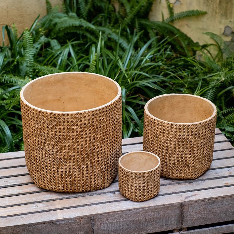 Rattan Texture Cement Planter