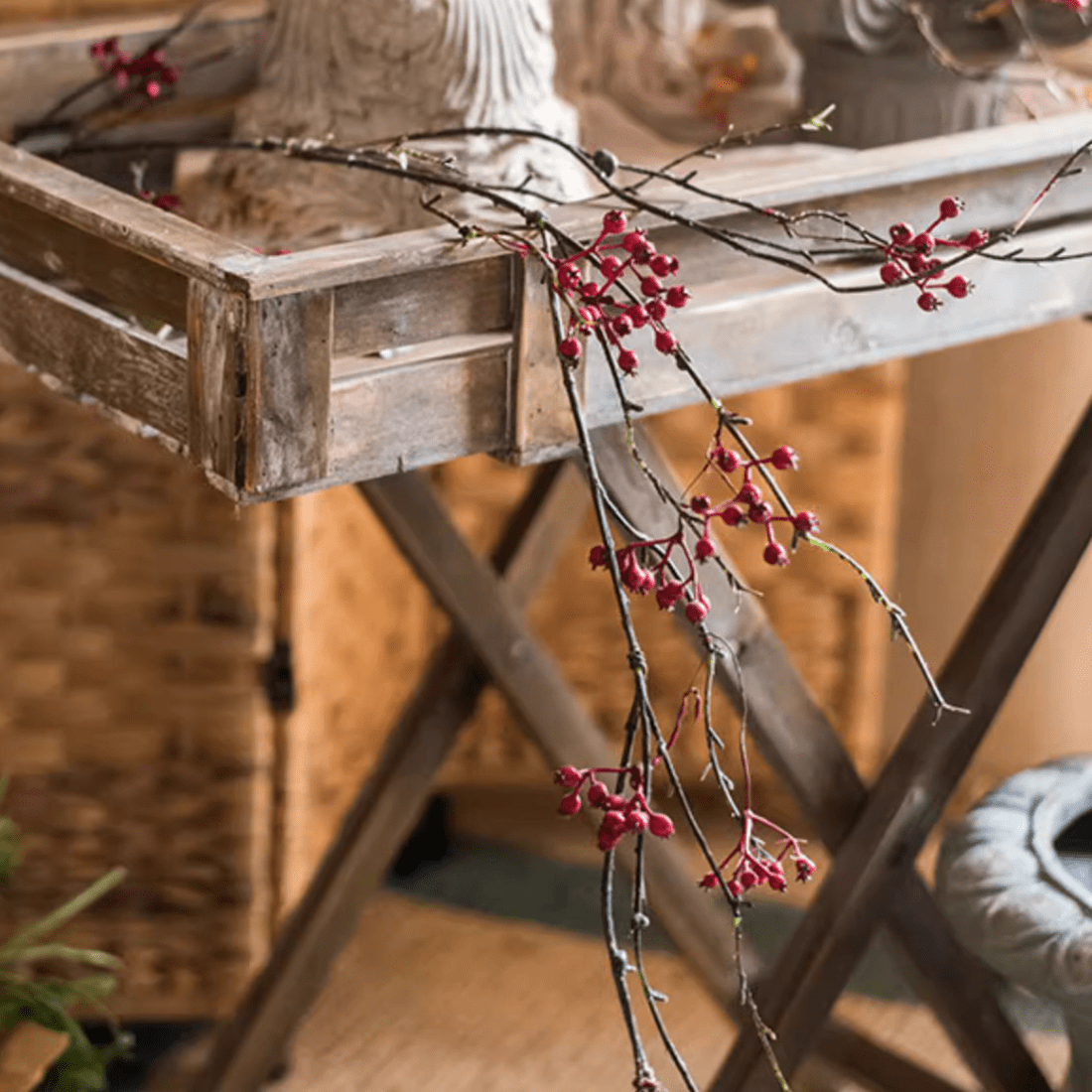 Rustic Artificial Red Berry Vine 63" Long
