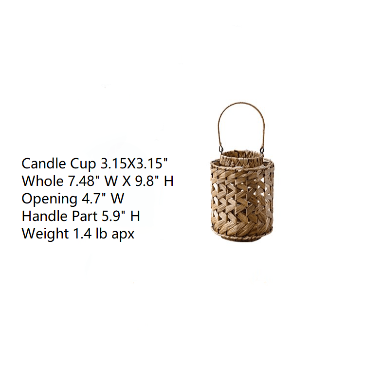 Rustic Seagrass Handwoven Candle Lantern