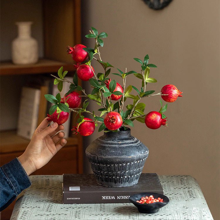 Faux Short Pomegranate Stem 15" Tall