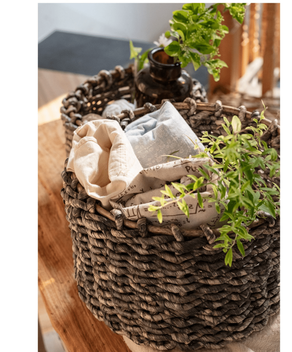 Natural Brown Straw Round Basket