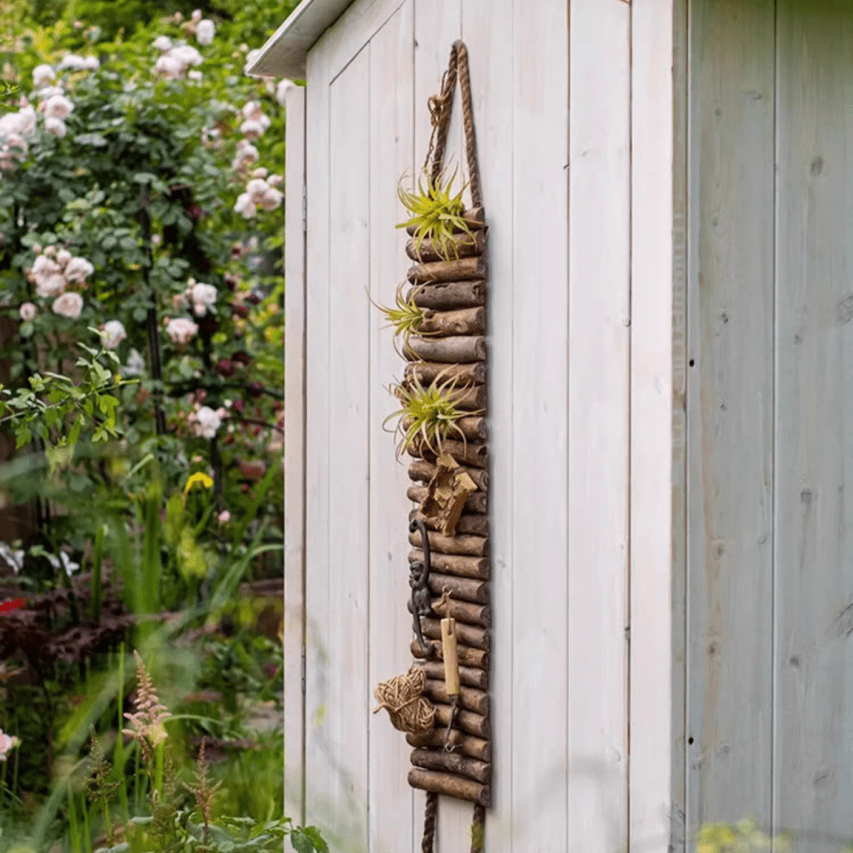 Rustic Wood Ladder Wall Décor Tool Organizer