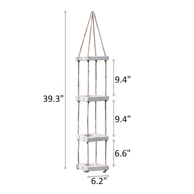 Wooden Rope Hanging Plant Shelf