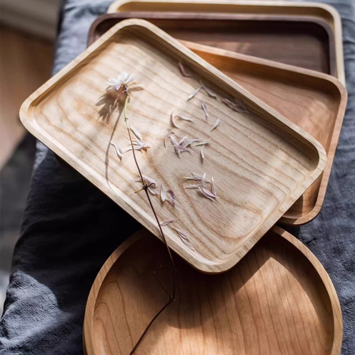 Natural Wood Plate Serving Tray