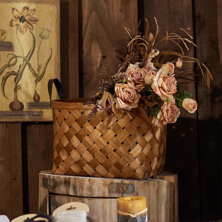 Rustic Handwoven Woodchip Basket