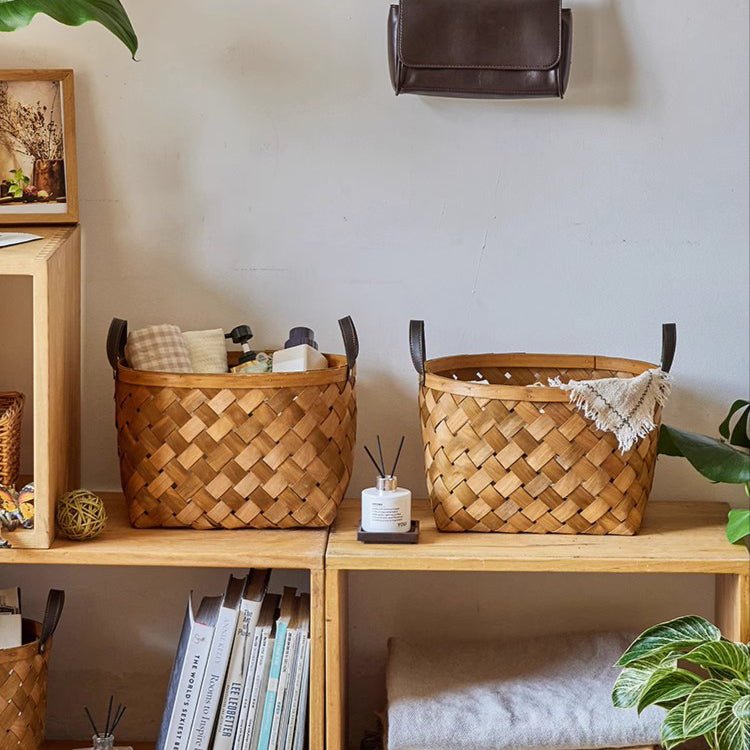 Rustic Handwoven Woodchip Basket