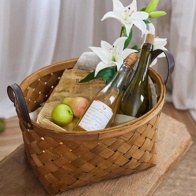 Rustic Handwoven Woodchip Basket