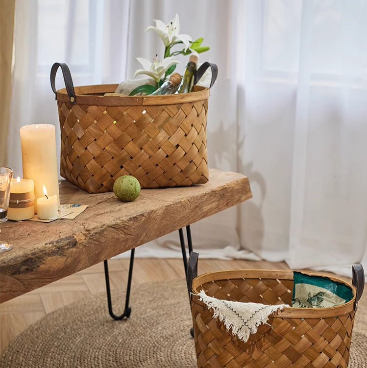 Rustic Handwoven Woodchip Basket